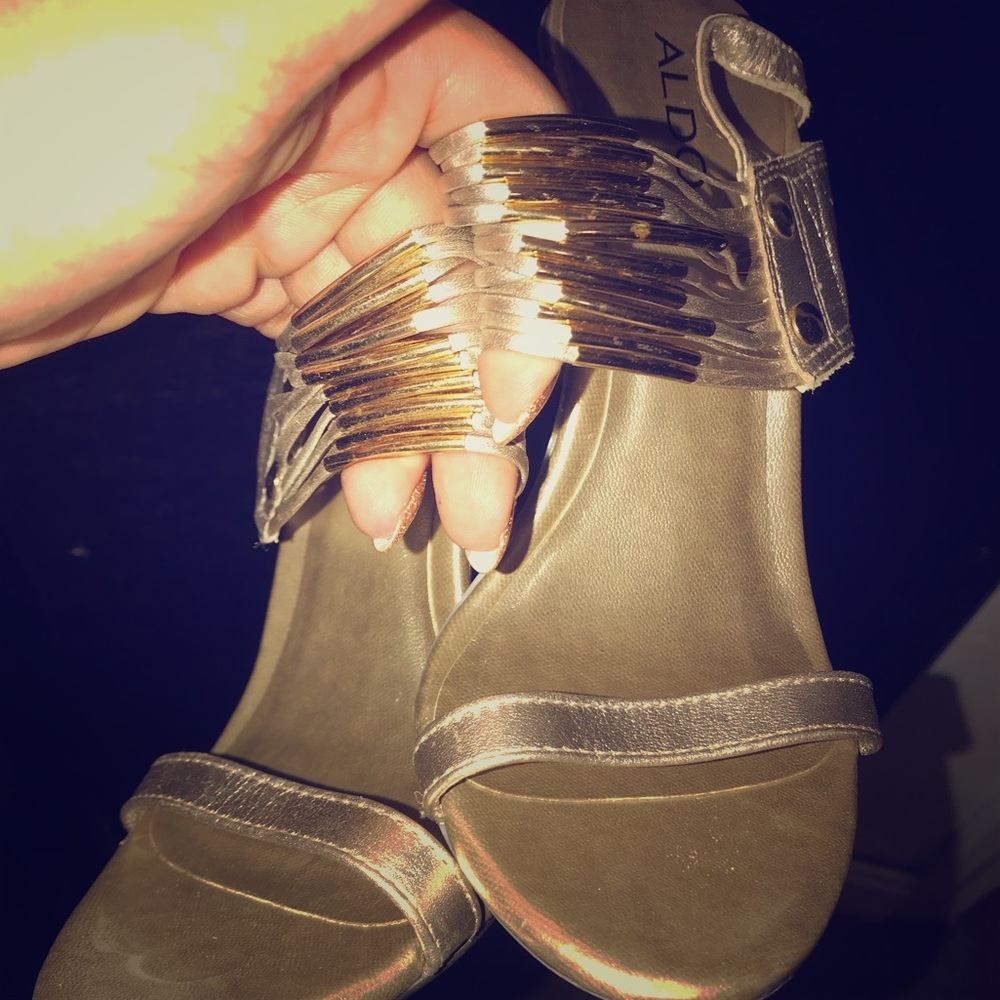 Platinum gold with gold accent glam high heels